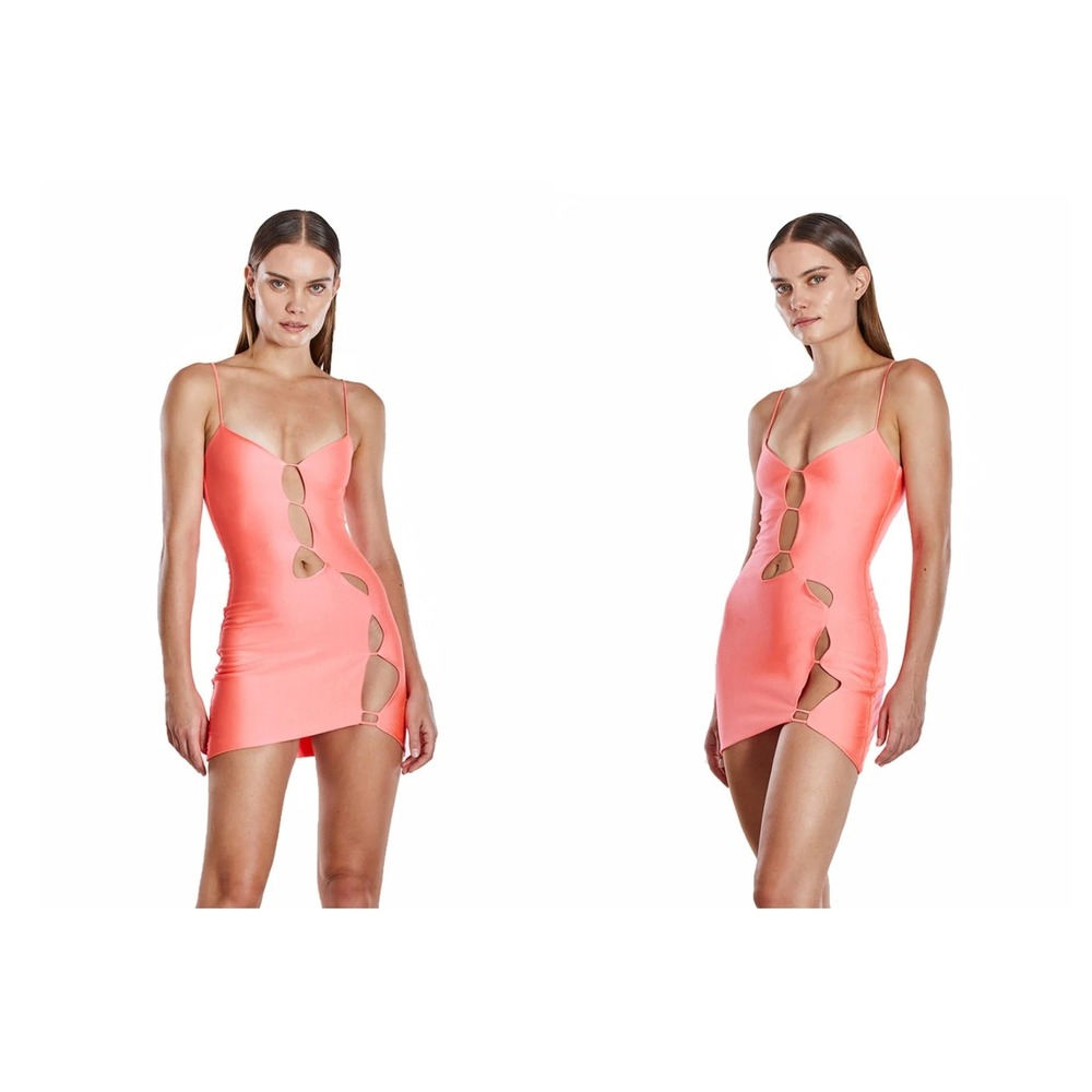 NWT Mother of All Zya Mini Dress Small Neon Orange Cutout Bodycon Sexy Clubwear